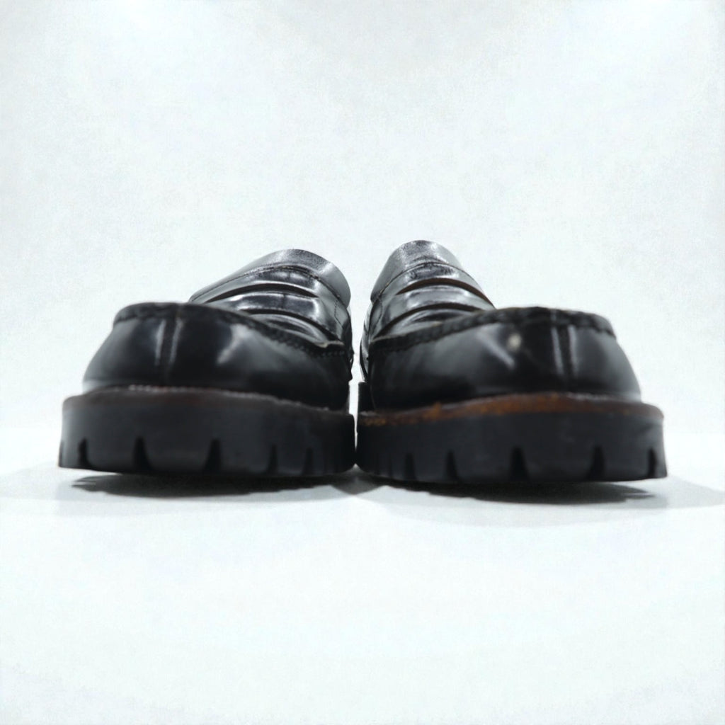 COMME des GARCONS U-Tip Moccasin Penny Loafers 23cm Black Leather Lug Sole Made in Japan