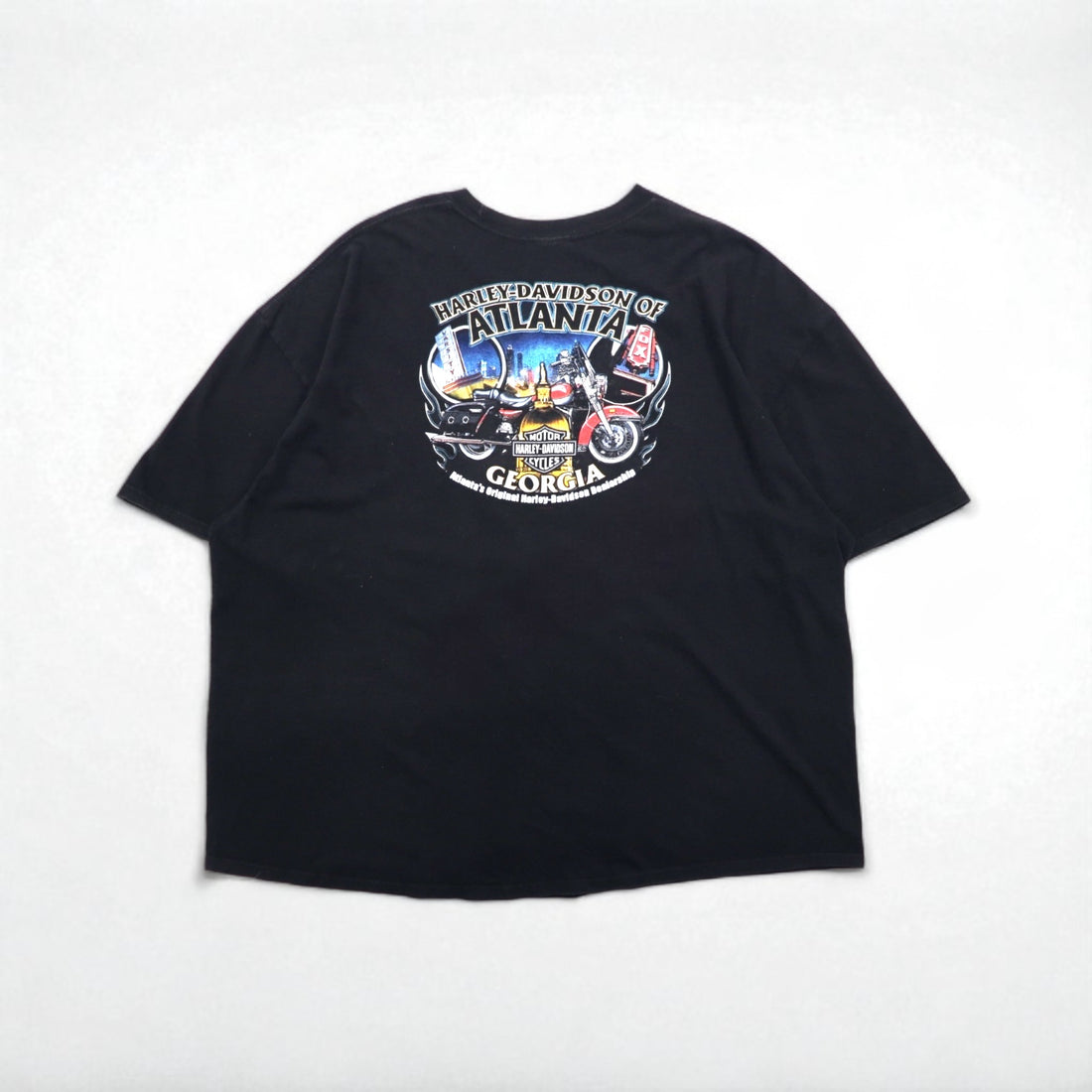HARLEY DAVIDSON ATLANTA Oversized Double-Sided Print T-Shirt, 5XL, Black Cotton