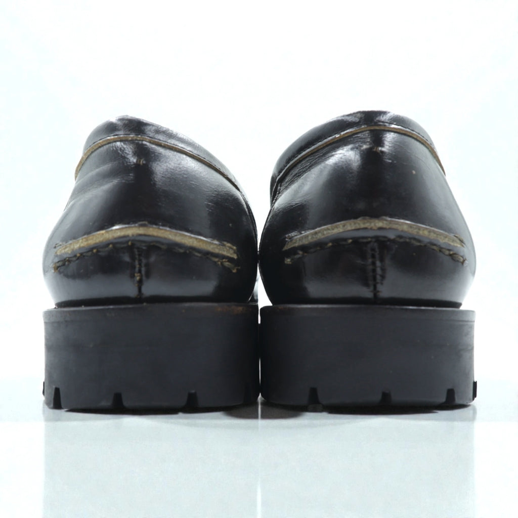 COMME des GARCONS U-Tip Moccasin Penny Loafers 23cm Black Leather Lug Sole Made in Japan