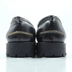 COMME des GARCONS U-Tip Moccasin Penny Loafers 23cm Black Leather Lug Sole Made in Japan