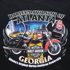 HARLEY DAVIDSON ATLANTA Oversized Double-Sided Print T-Shirt, 5XL, Black Cotton