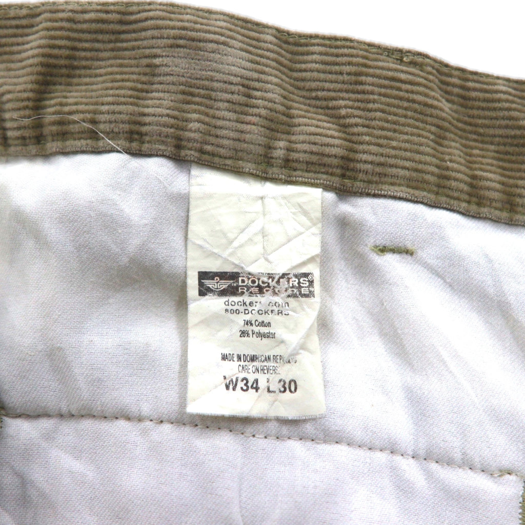 DOCKERS (Levi's) 2000s Corduroy Wide-leg Chino Work Pants, Size L, Beige, RECODE