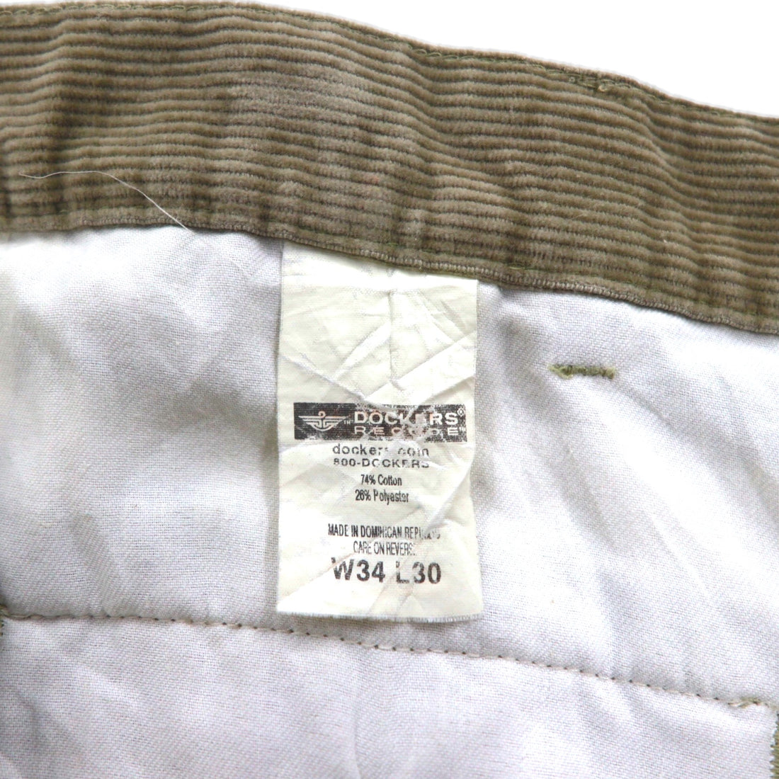 DOCKERS (Levi's) 2000s Corduroy Wide-leg Chino Work Pants, Size L, Beige, RECODE