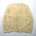 IZOD LACOSTE 80s Made in USA V-neck Knit Cardigan, XL, Acrylic with One-Point Logo