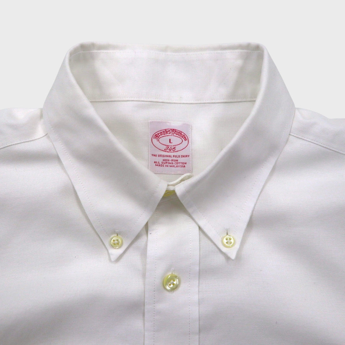 Brooks Brothers Oxford Button-Down Shirt, Size L, Supima Cotton, White, Non-Iron, with One-Point Logo