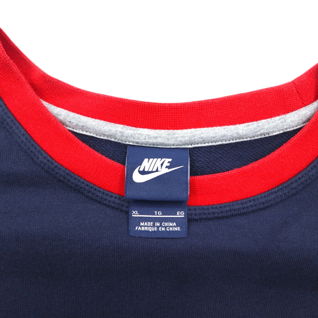 NIKE クラブフレンチテリークルー スウェット XL ネイビー レッド スウォッシュ 637903-451
