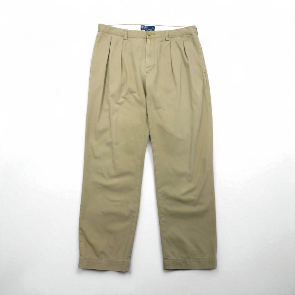 Polo Ralph Lauren 90s Polo Chino Pants, Double-Tuck Wide Leg Chino Work Pants, Size L, Beige, ETHAN PANT