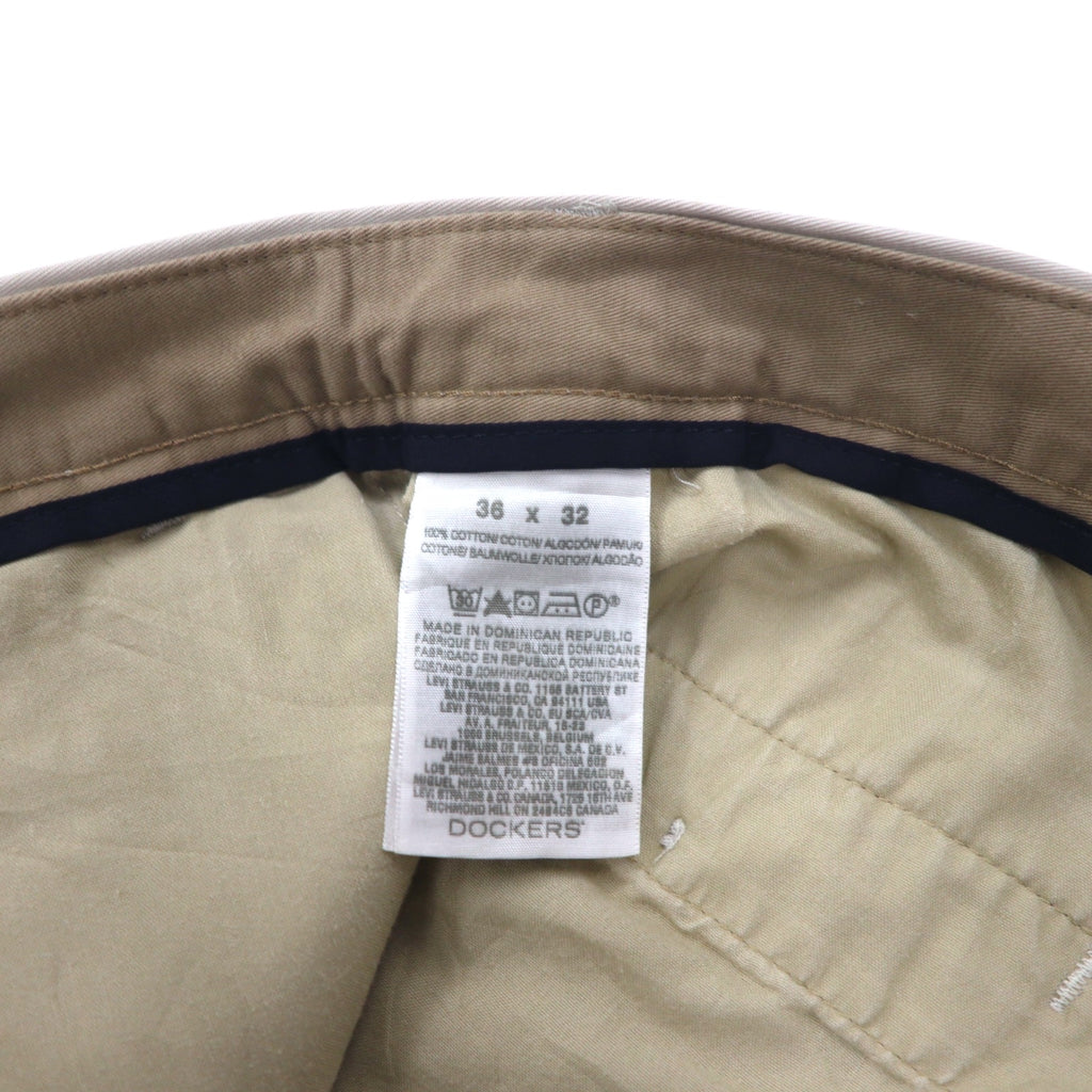 DOCKERS ( Levi's ) RELAXED FIT タック ワイドチノパンツ 36 ベージュ コットン