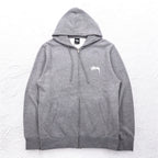 STUSSY 00年代 USA製 フルジップパーカー L グレー YESTERDAY TODAY TOMORROW バックロゴプリント
