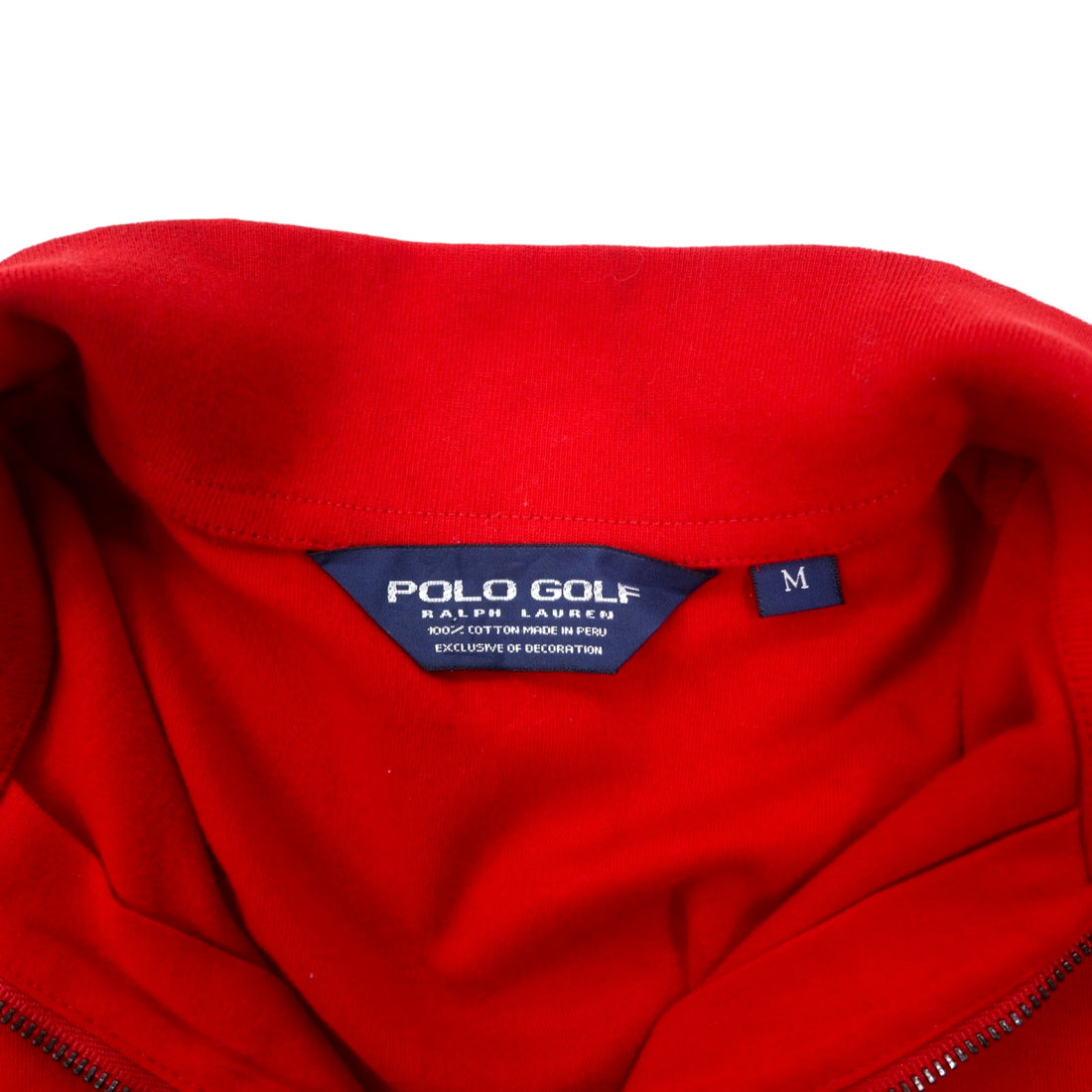 POLO GOLF RALPH LAUREN ハーフジップ スウェット M レッド コットン ポニー刺繍 ペルー製