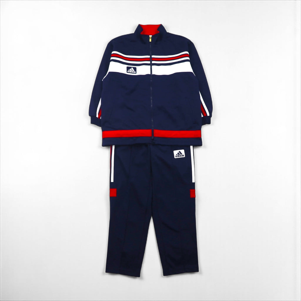 adidas 90s Descente Track Jersey Set, Size M, Stand Collar, Zippered Hem, and Slits