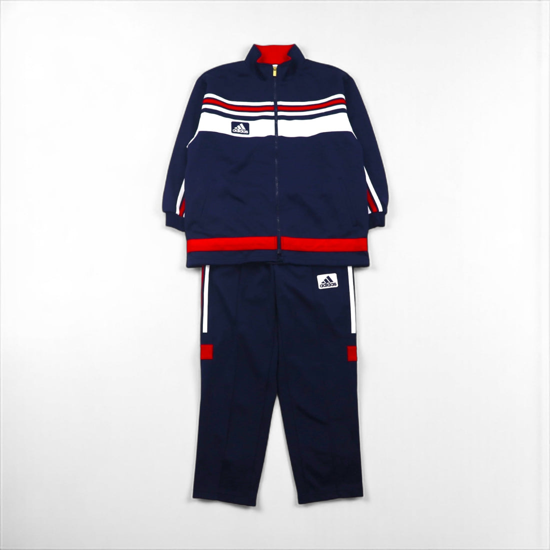 adidas 90s Descente Track Jersey Set, Size M, Stand Collar, Zippered Hem, and Slits