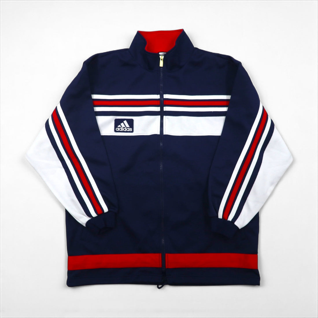 adidas 90s Descente Track Jersey Set, Size M, Stand Collar, Zippered Hem, and Slits