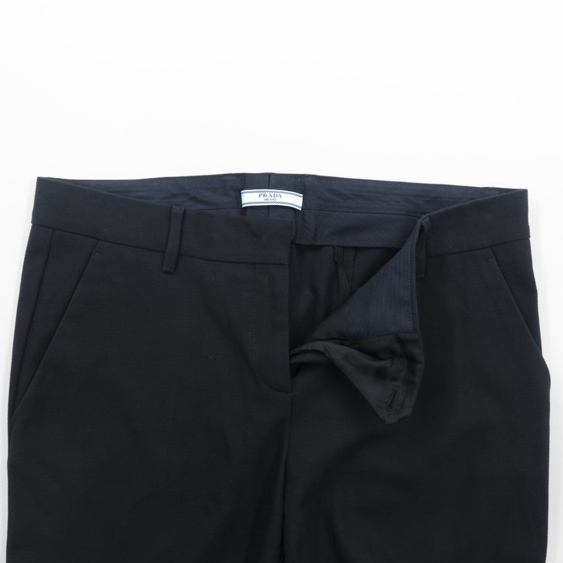 PRADA Tapered Slacks L Black Center Crease Made in Romania