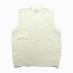 90s USA Vintage Fisherman Knit Vest JANTZEN Aran XL White Cable Made in