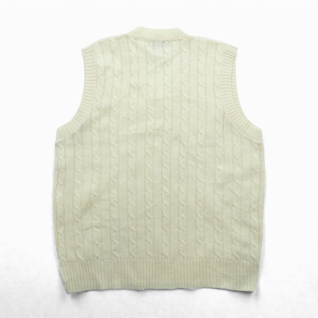 90s USA Vintage Fisherman Knit Vest JANTZEN Aran XL White Cable Made in