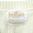 90s USA Vintage Fisherman Knit Vest JANTZEN Aran XL White Cable Made in
