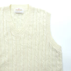 90s USA Vintage Fisherman Knit Vest JANTZEN Aran XL White Cable Made in