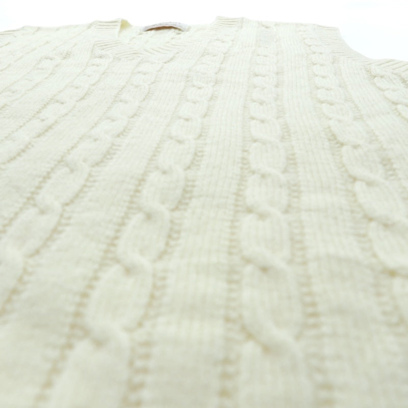 90s USA Vintage Fisherman Knit Vest JANTZEN Aran XL White Cable Made in