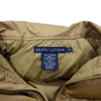 RALPH LAUREN Down Jacket S Beige Polyester Logo Belt Buckle Double Zip
