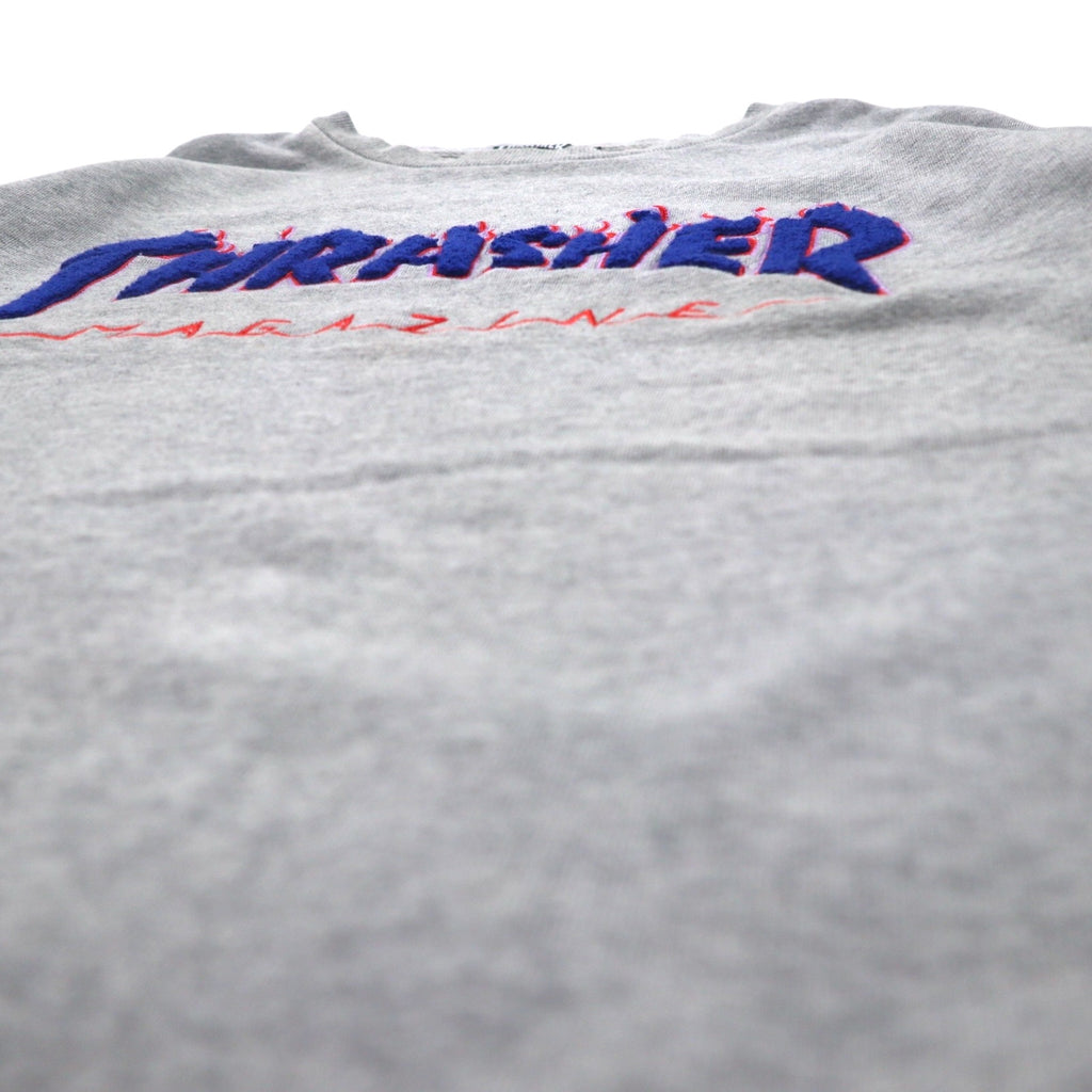 THRASHER MAGAZINE Fire Logo Sweatshirt M Grey Cotton