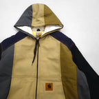 carhartt リメイク 再構築 カラーブロック ダック アクティブジャケット パーカー L マルチカラー クレイジーパターン コットン