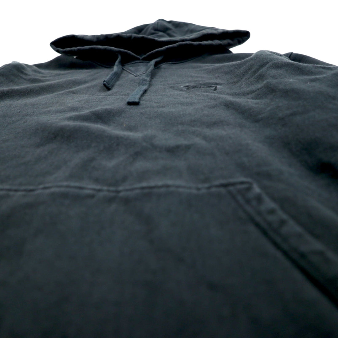 stussy リバースウィーブ REVERSE WEAVE プルオーバー パーカー L ブラック コットン ワンポイントロゴ 刺繍