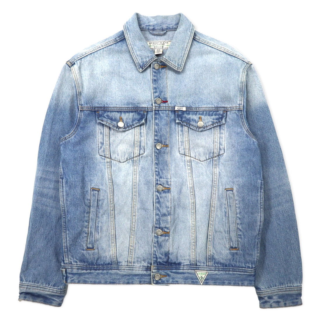 日本然リトテ-古着オンライン-GUESS JEANS オーバーサイズド デニムジャケット Gジャン M ブルー コットン バックロゴ刺繍 OVERSIZED DENIM JACKET M73XN1R21B5-GUESS JEANS Oversized Denim Jacket G Jean M Blue Cotton Back Logo Embroidery OVERSIZED DENIM JACKET M73XN1R21B5