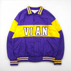 90s USA Vintage Sport Jacket, Made in the USA, Purple Ribbed Nylon Jacket, Size L, Shaffer NFL VIAN
