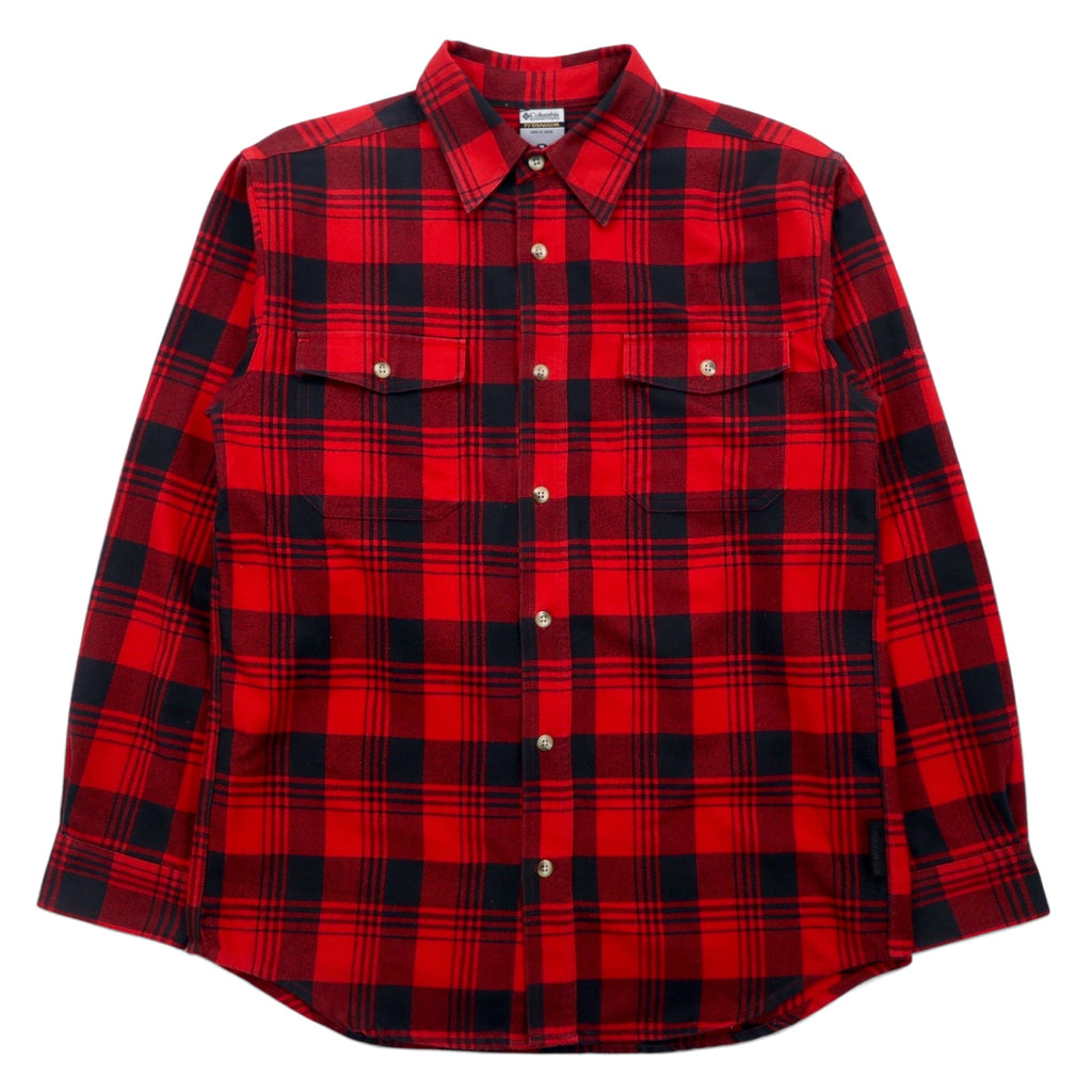 日本然リトテ-古着オンライン-Columbia タイタニウム TITANIUM フランネル ワークシャツ M レッド ブラック コットン-Columbia TITANIUM Flannel Work Shirt M Red Black Cotton