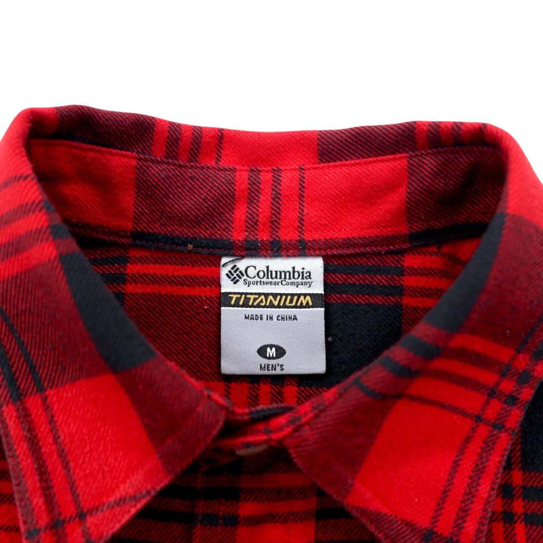 Columbia Titanium Flannel Work Shirt, Medium, Red, Black, Cotton