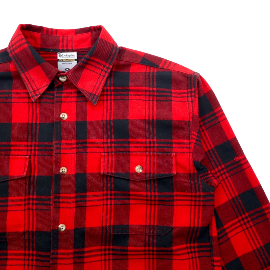 Columbia Titanium Flannel Work Shirt, Medium, Red, Black, Cotton