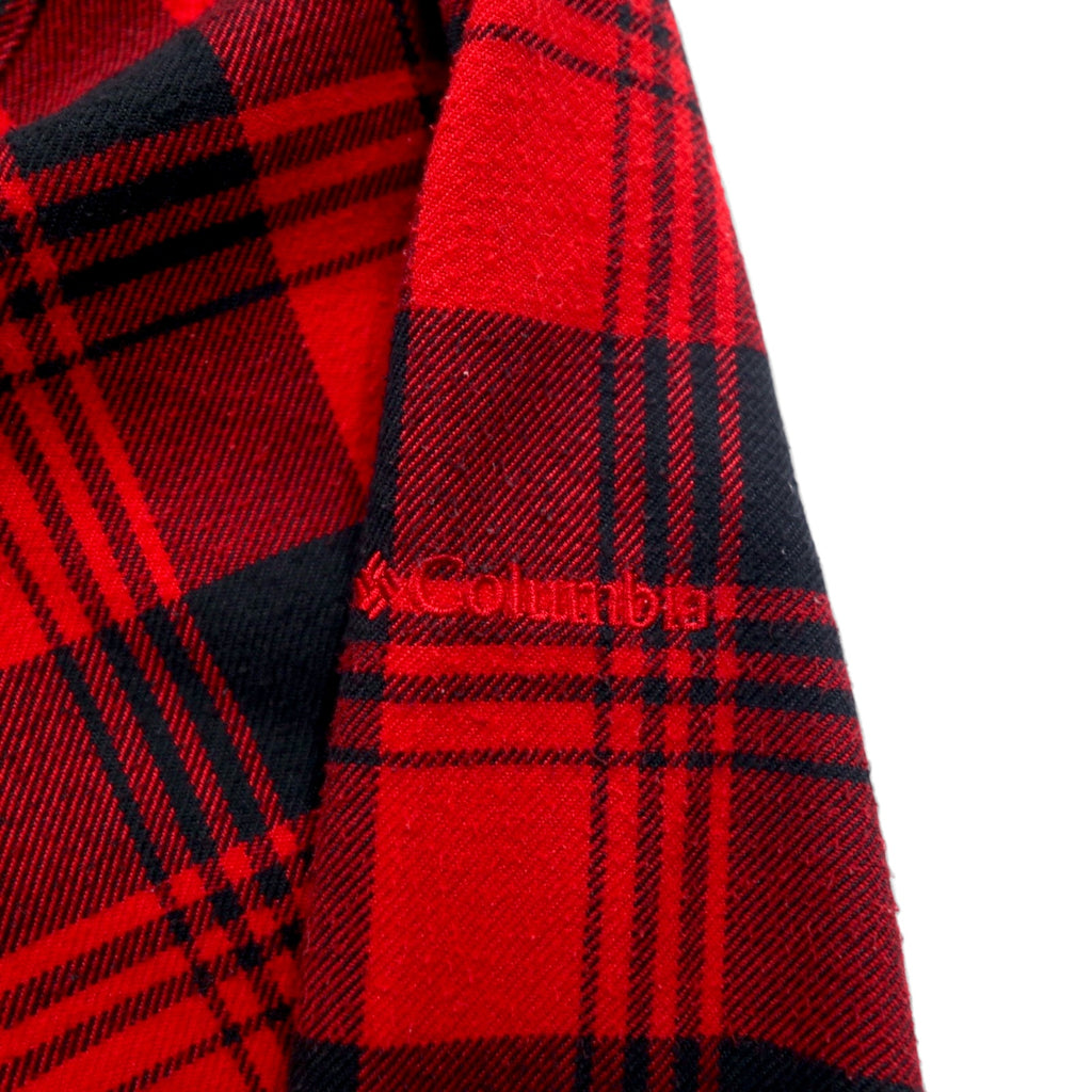 Columbia Titanium Flannel Work Shirt, Medium, Red, Black, Cotton