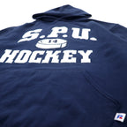 RUSSELL ATHLETIC USA made 90s college pullover hoodie L navy cotton SPU HOCKEY