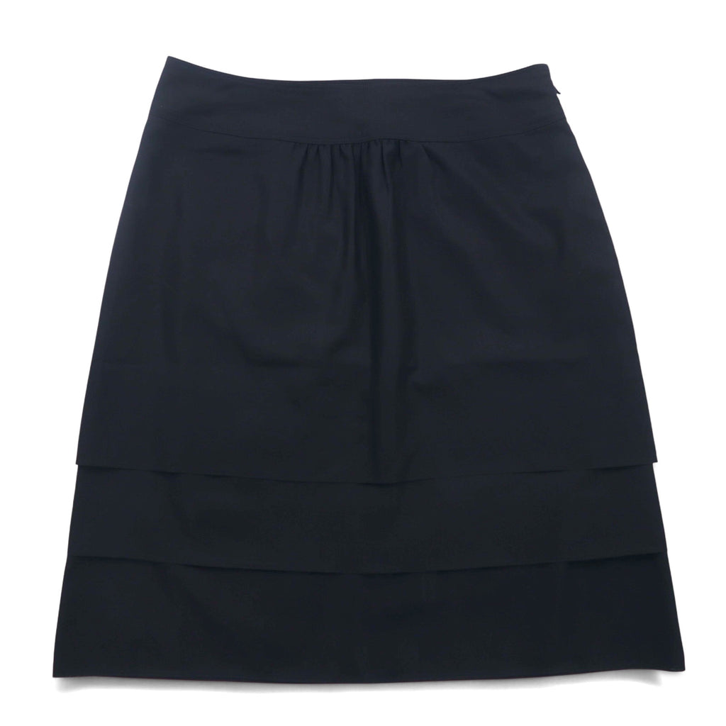 BURBERRY Layered Skirt L Black Wool Polyester Made in Japan