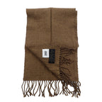 TAKEO KIKUCHI Italian virgin wool fringe scarf, brown