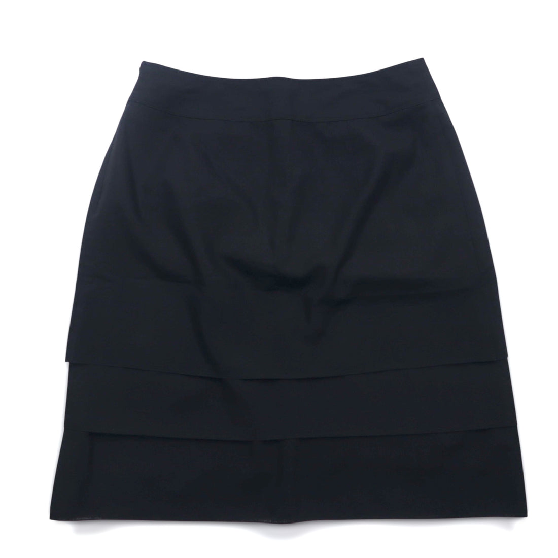 BURBERRY Layered Skirt L Black Wool Polyester Made in Japan