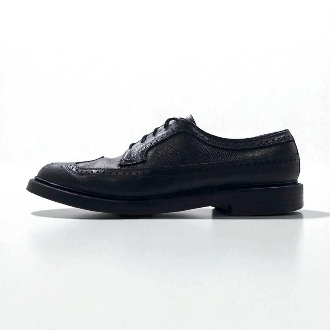 FLORSHEIM 70年代 USA製 Imperial Quality フルブローグ ウイングチップ カントリーシューズ 27.5cm ブラック 型押し レザー メダリオン 646646