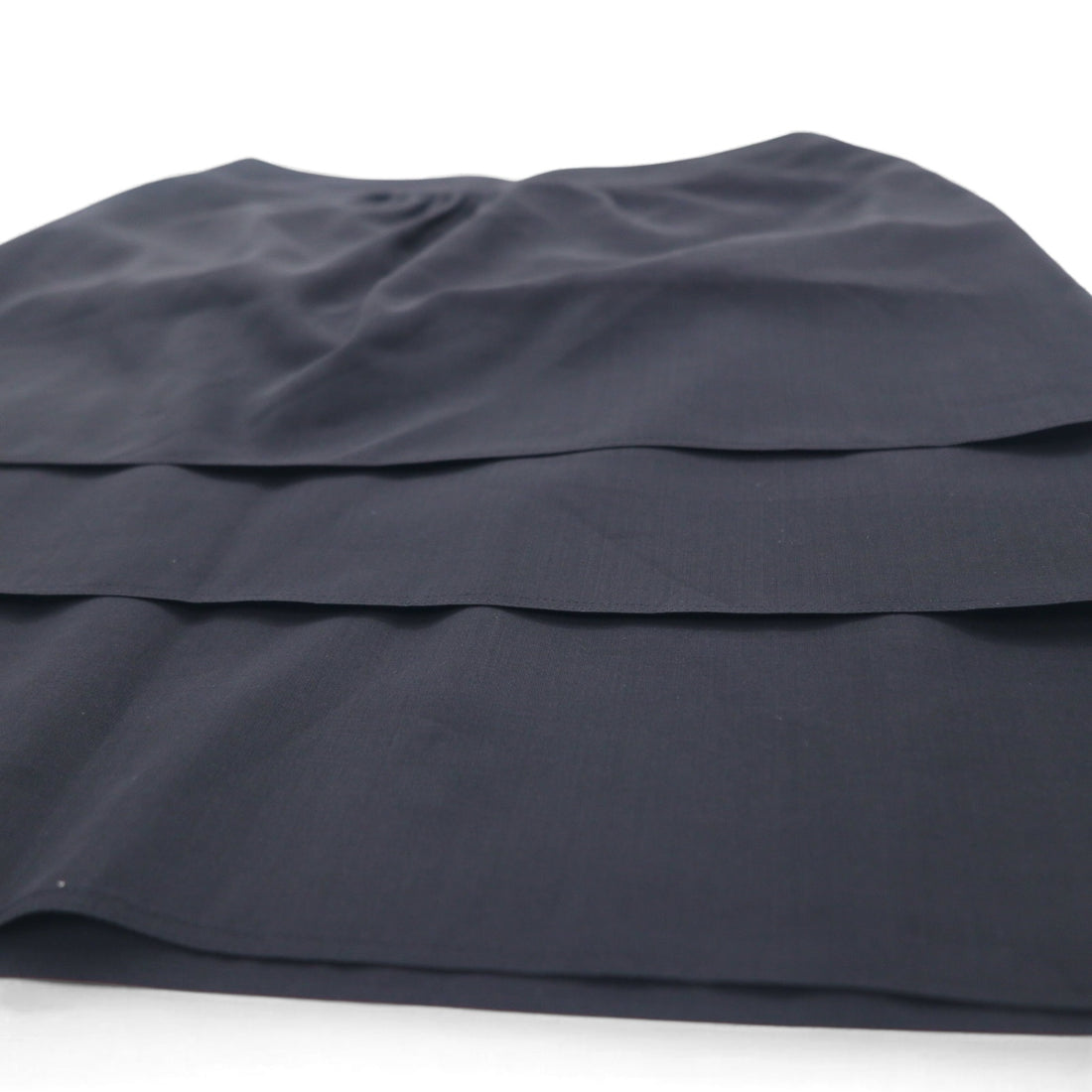 BURBERRY Layered Skirt L Black Wool Polyester Made in Japan