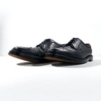 FLORSHEIM 70年代 USA製 Imperial Quality フルブローグ ウイングチップ カントリーシューズ 27.5cm ブラック 型押し レザー メダリオン 646646
