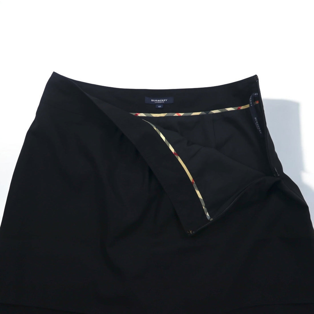 BURBERRY Layered Skirt L Black Wool Polyester Made in Japan