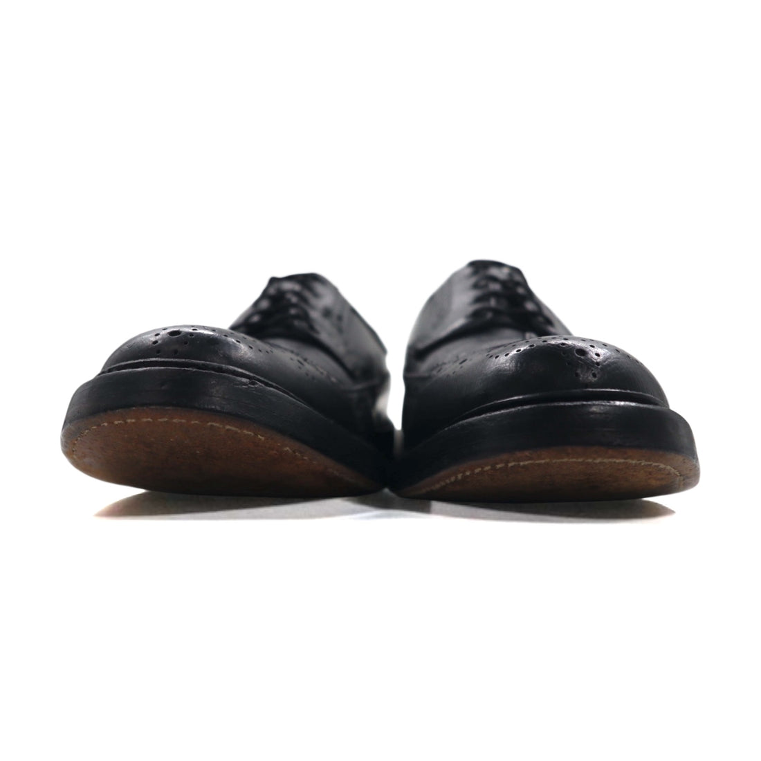 FLORSHEIM 70年代 USA製 Imperial Quality フルブローグ ウイングチップ カントリーシューズ 27.5cm ブラック 型押し レザー メダリオン 646646