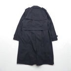 BOTANY500 1980s USA-Made Double-Breasted Trench Coat, XL, Black, with Belt and Detachable Liner and Epaulettes