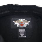 HARLEY DAVIDSON チェッカーフラッグ レーシングシャツ 2XL ブラック ロゴワッペン 胸ポケット