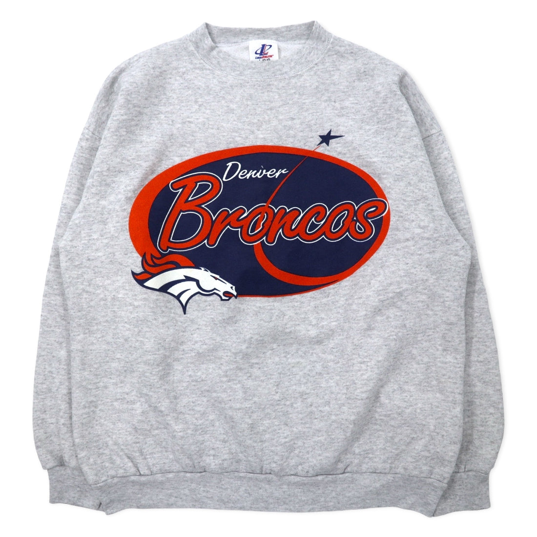 日本然リトテ-古着オンライン-LOGO ATHLETIC 90年代 NFL プリント スウェット L グレー コットン 裏起毛 DENVER BRONCOS メキシコ製-LOGO ATHLETIC 90's NFL Print Sweatshirt L Gray Cotton brushed lining DENVER BRONCOS Mexico Made
