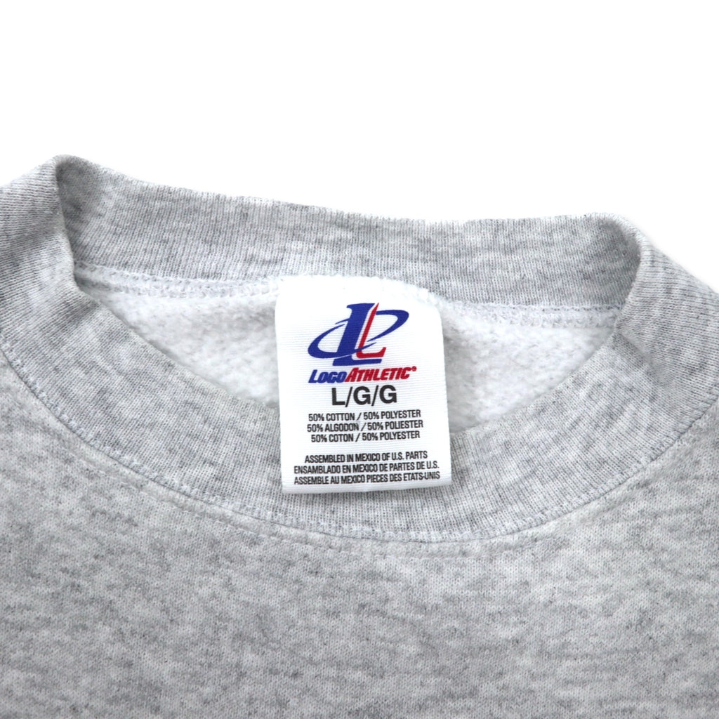 LOGO ATHLETIC 90s NFL Print Sweatshirt L Grey Cotton Fleece Lining DENVER BRONCOS Made in Mexico