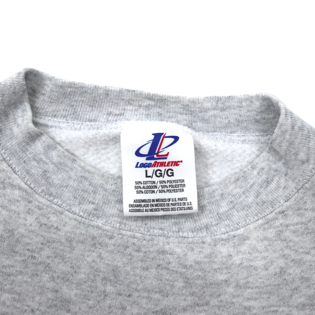 LOGO ATHLETIC 90s NFL Print Sweatshirt L Grey Cotton Fleece Lining DENVER BRONCOS Made in Mexico