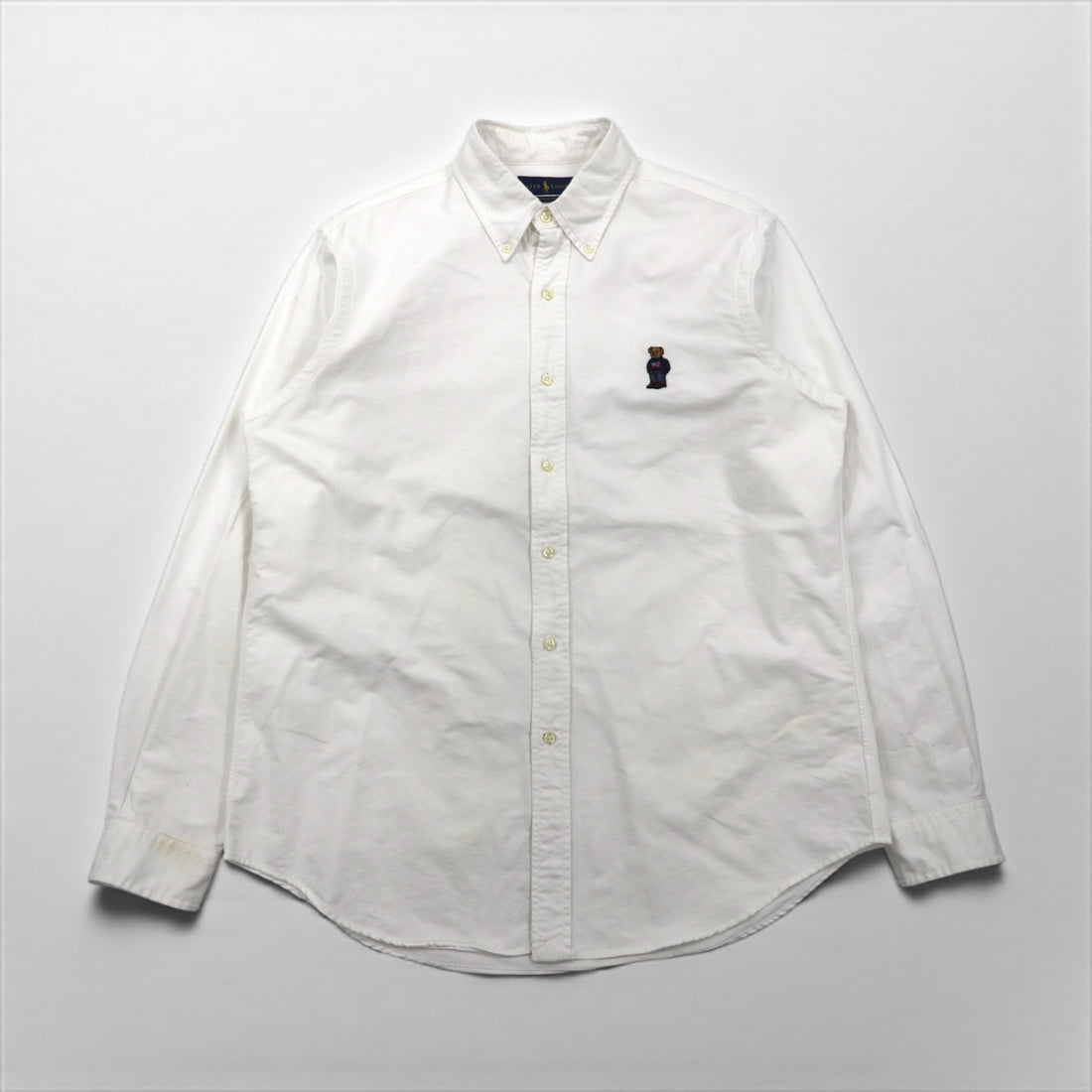 Ralph Lauren Polo Bear Oxford Button-Down Shirt, Size L, White Cotton, Embroidered