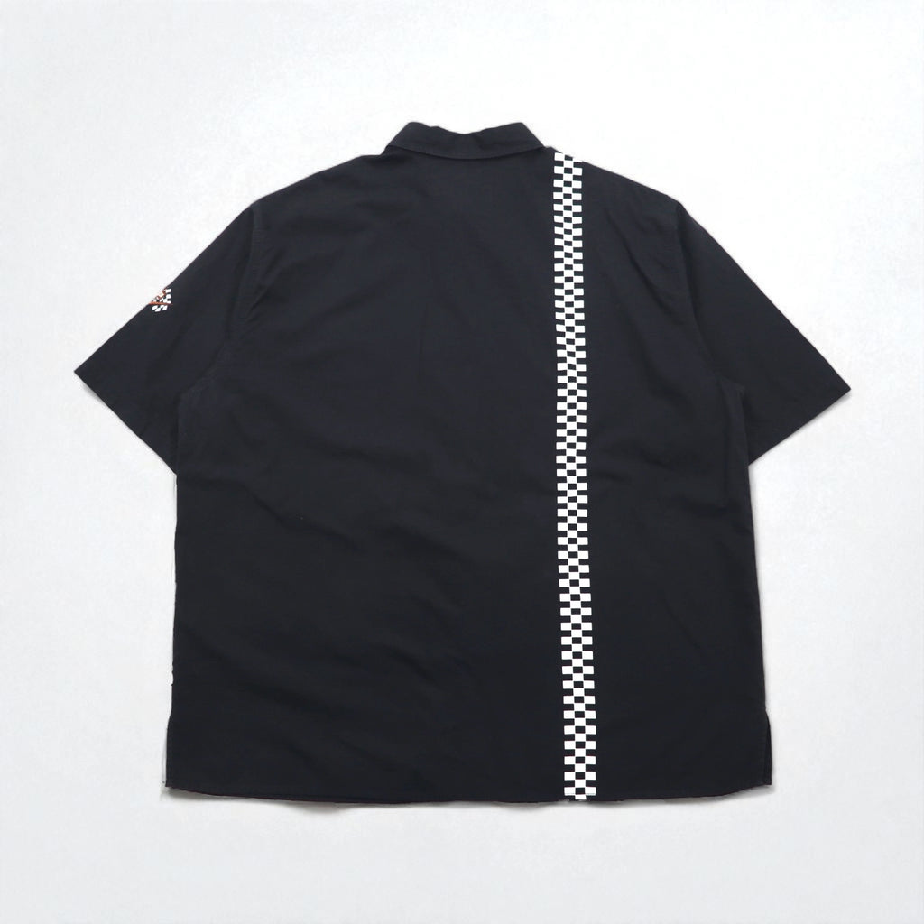HARLEY DAVIDSON チェッカーフラッグ レーシングシャツ 2XL ブラック ロゴワッペン 胸ポケット