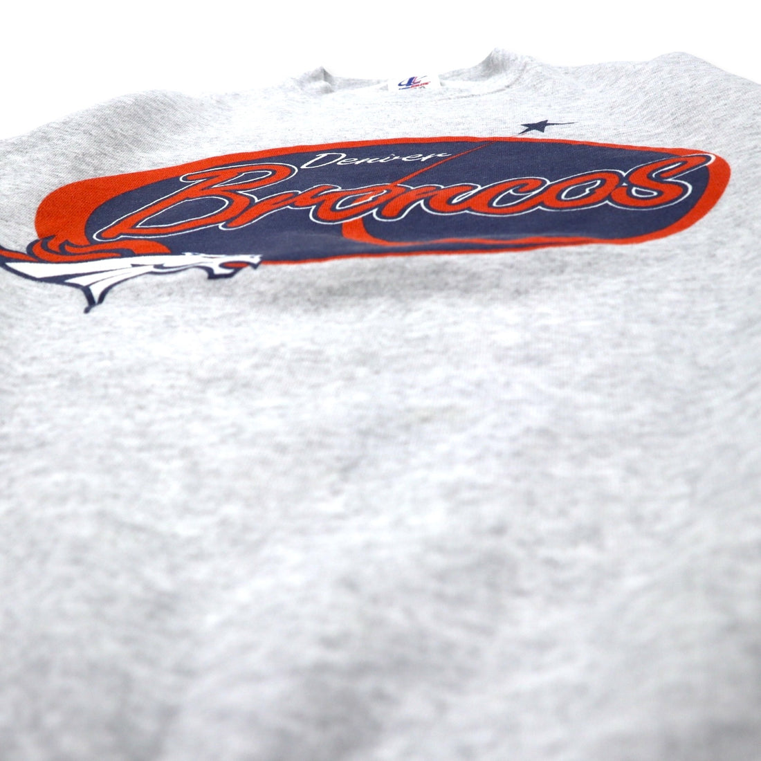 LOGO ATHLETIC 90s NFL Print Sweatshirt L Grey Cotton Fleece Lining DENVER BRONCOS Made in Mexico